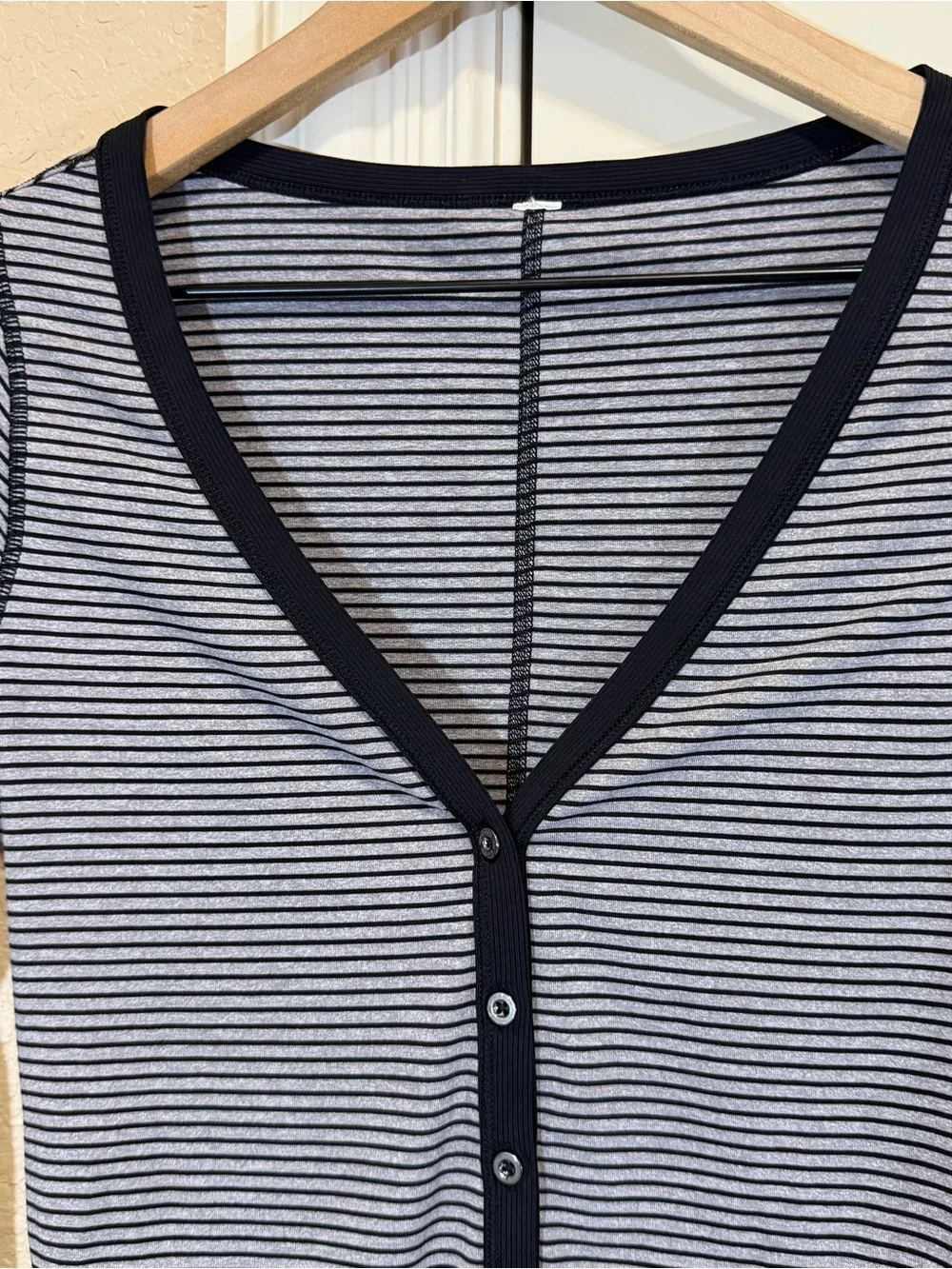 Lululemon Awesoma Henley Hyper Stripe Black Heathered Slate
